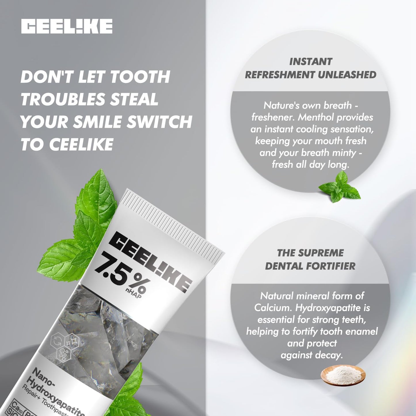 CEELIKE Hydroxyapatite Toothpaste & Kids Set – Strengthens Teeth & Enamel