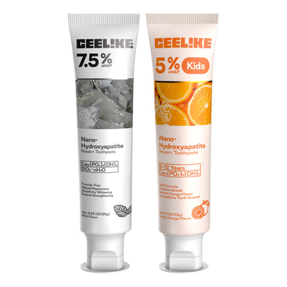 CEELIKE Hydroxyapatite Toothpaste & Kids Set – Strengthens Teeth & Enamel