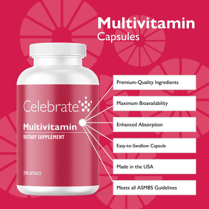 Celebrate Vitamins Bariatric Multivitamin Iron Free – Post-Surgery Nutrition (270 Capsules)