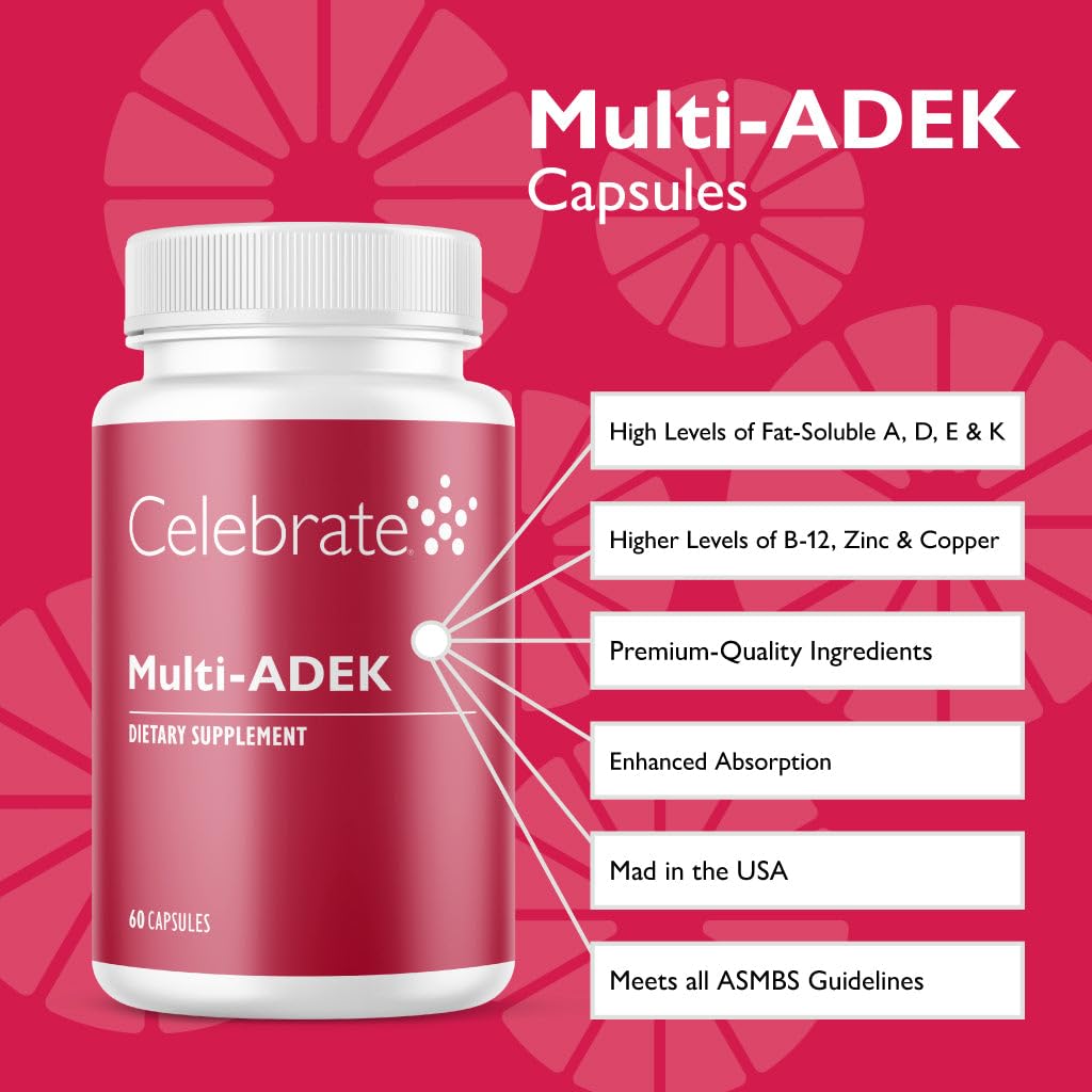 Celebrate Vitamins Multi ADEK Iron Free – Daily Bariatric Multivitamin for Duodenal Switch (60 Capsules)