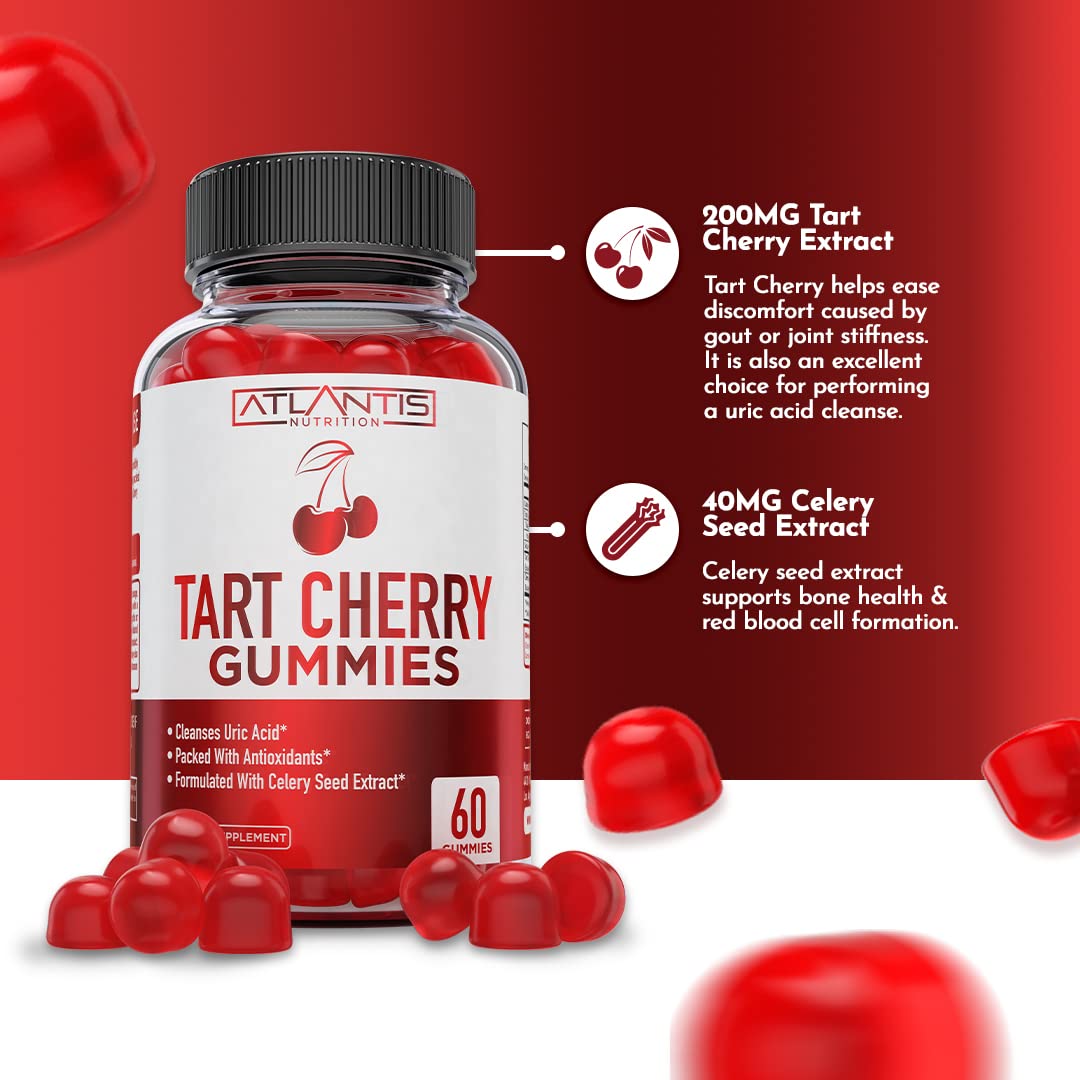 Atlantis Tart Cherry Gummies with Celery Seed Extract - Uric Acid Cleanse & Gout Relief