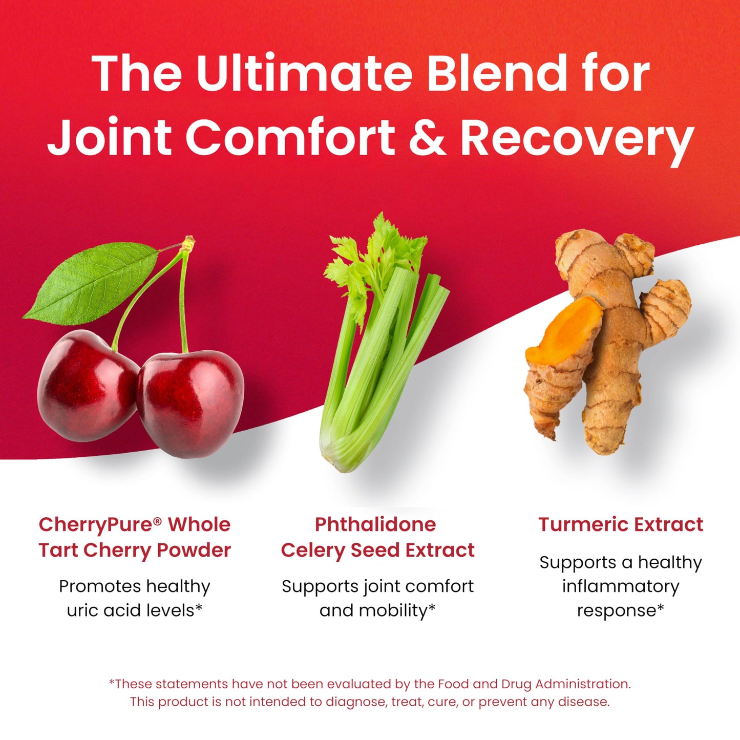 3-in-1 Tart Cherry Capsules with Turmeric & Celery Seed for Joints & Uric Acid Support | 60 Veggie Capsules | Made in USA