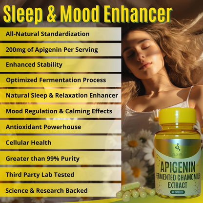 CellFend Apigenin | Fermented Chamomile Extract | 100 mg Apigenin per Capsule | 60 Vegan Capsules (500 mg)