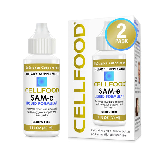 Cellfood SAM-e Liquid Formula+ | 1 fl oz Pack of 2 | Gluten Free & Non-GMO | Easier Absorption BritishVita | Premium UK Vitamins & Wellness Supplements