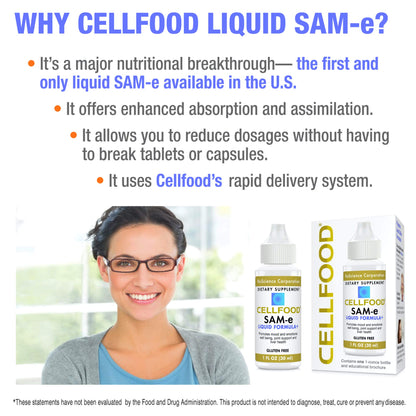 Cellfood SAM-e Liquid Formula+ | 1 fl oz Pack of 3 – Mood, Joint & Liver Health