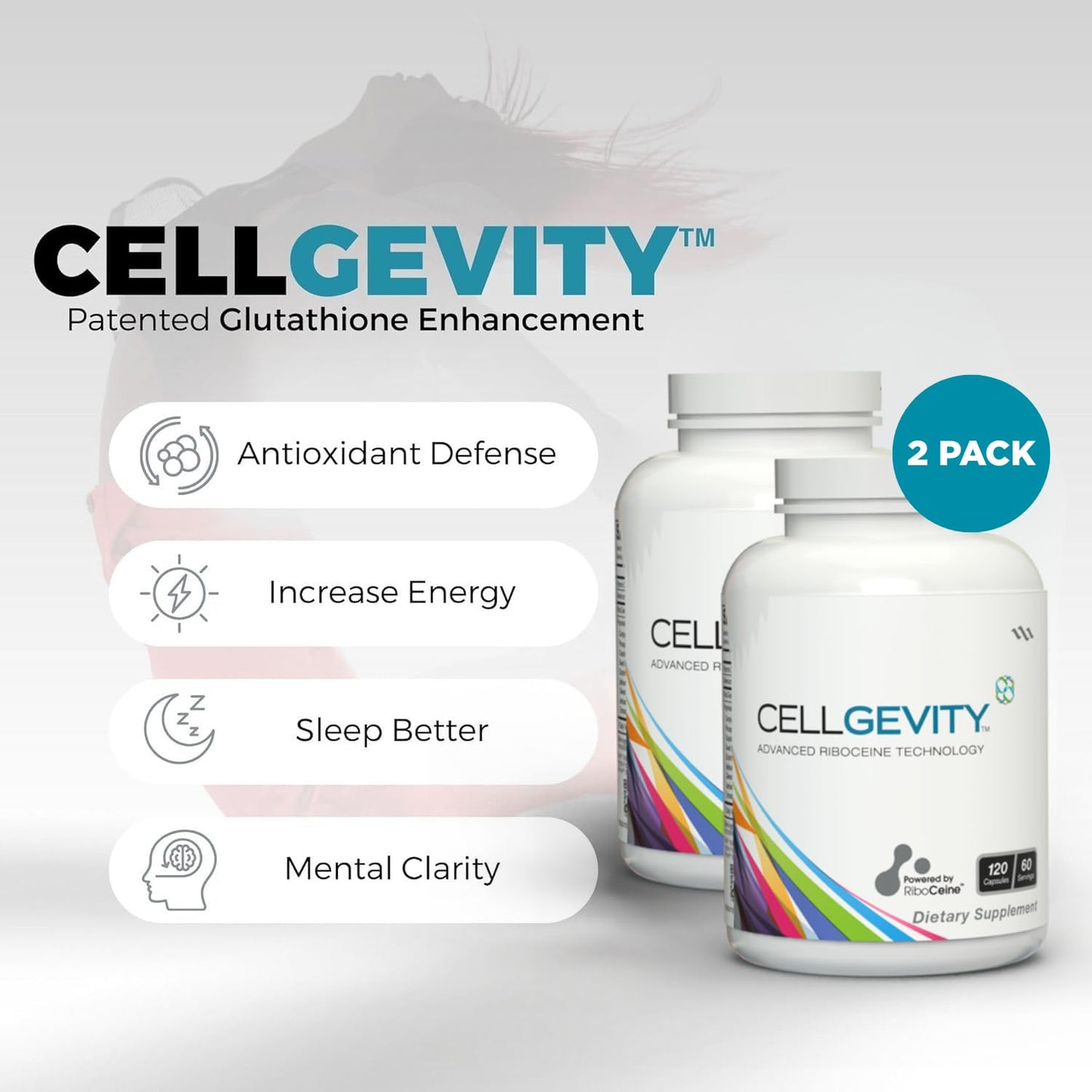 Cellgevity: Advanced RiboCeine Glutathione Support — 120 Veg Capsules (Pack of 2)