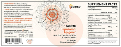 Cenffitio Liposomal Apigenin 500mg Softgels - Sleep Support & Senolytics (60 ct)