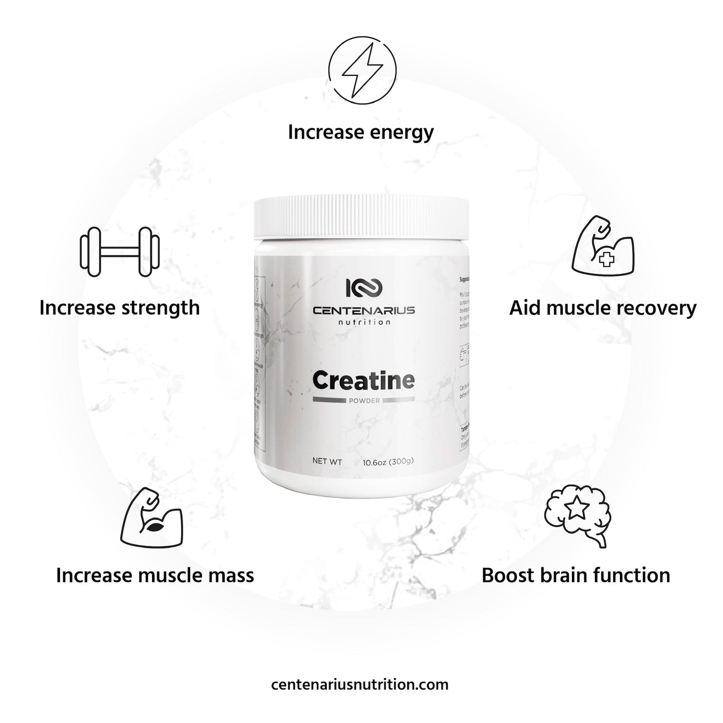 Centenarius Nutrition Creapure® Creatine Monohydrate Powder – Unflavored Micronized for Strength & Endurance