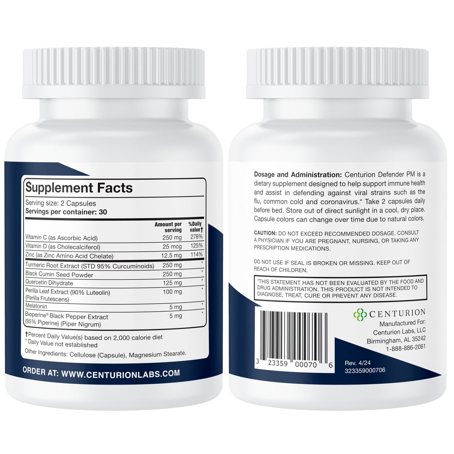 Centurion Defender PM – 9-in-1 Natural Sleep & Immune Support, 60 Caps