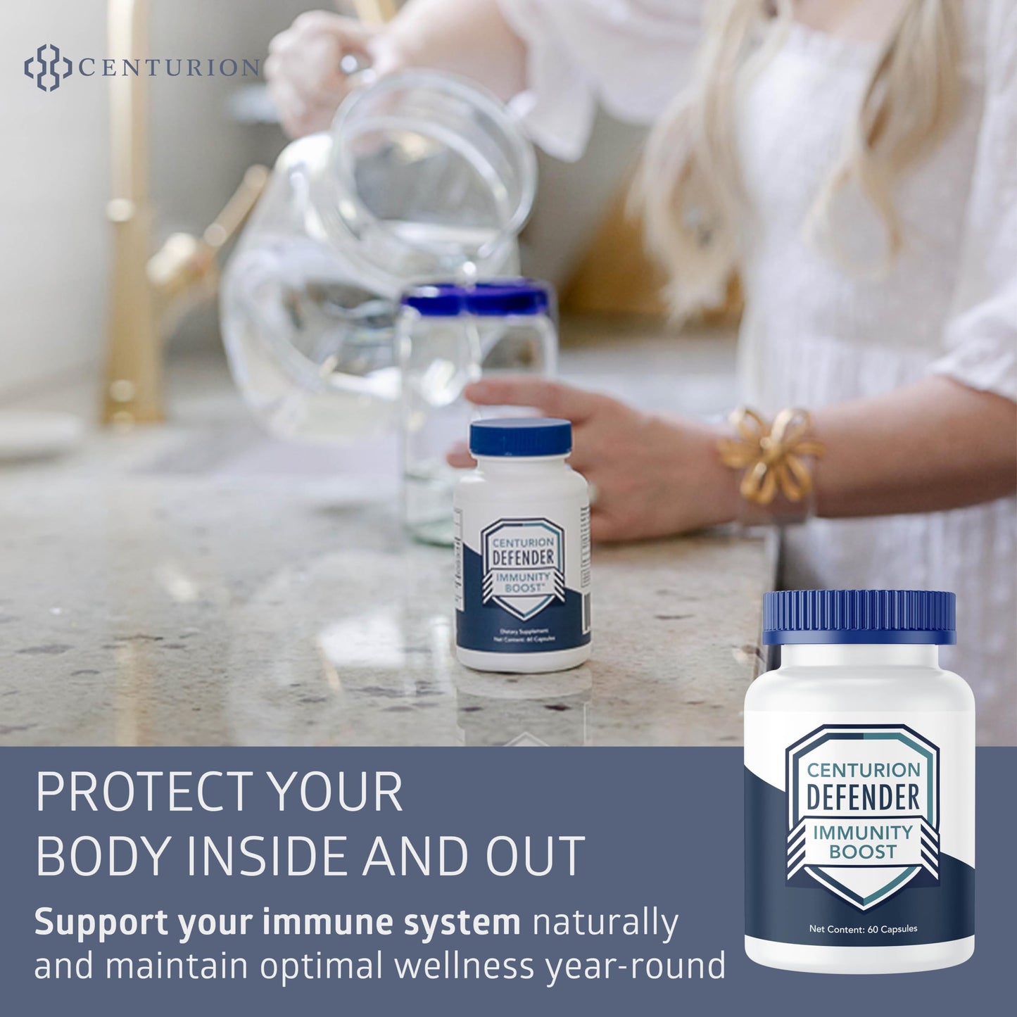 Centurion Labs Defender Immunity Boost – 5-in-1 Quercetin, Zinc, Vitamin D, Vitamin C & Copper | 60 Caps