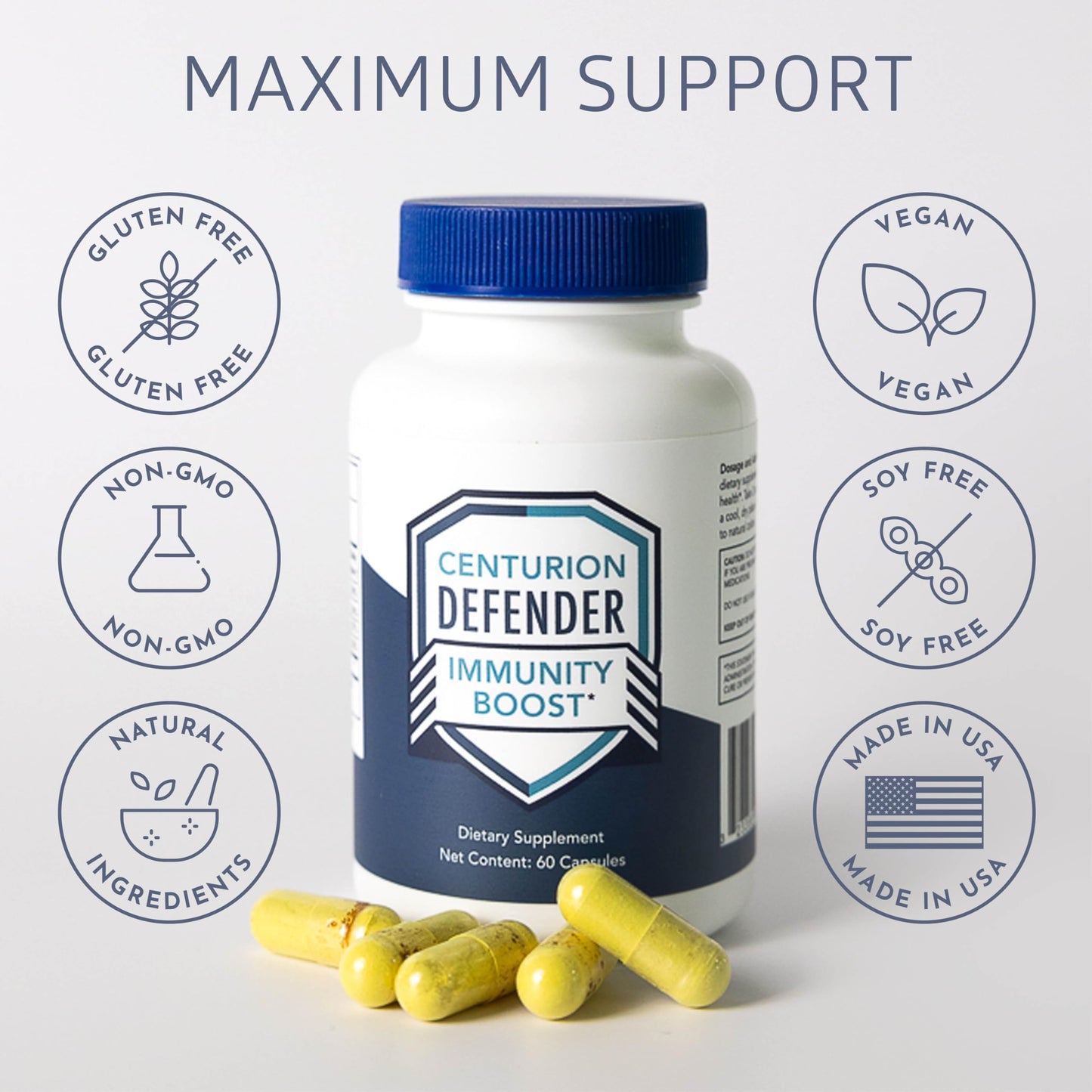 Centurion Labs Defender Immunity Boost – 5-in-1 Quercetin, Zinc, Vitamin D, Vitamin C & Copper | 60 Caps
