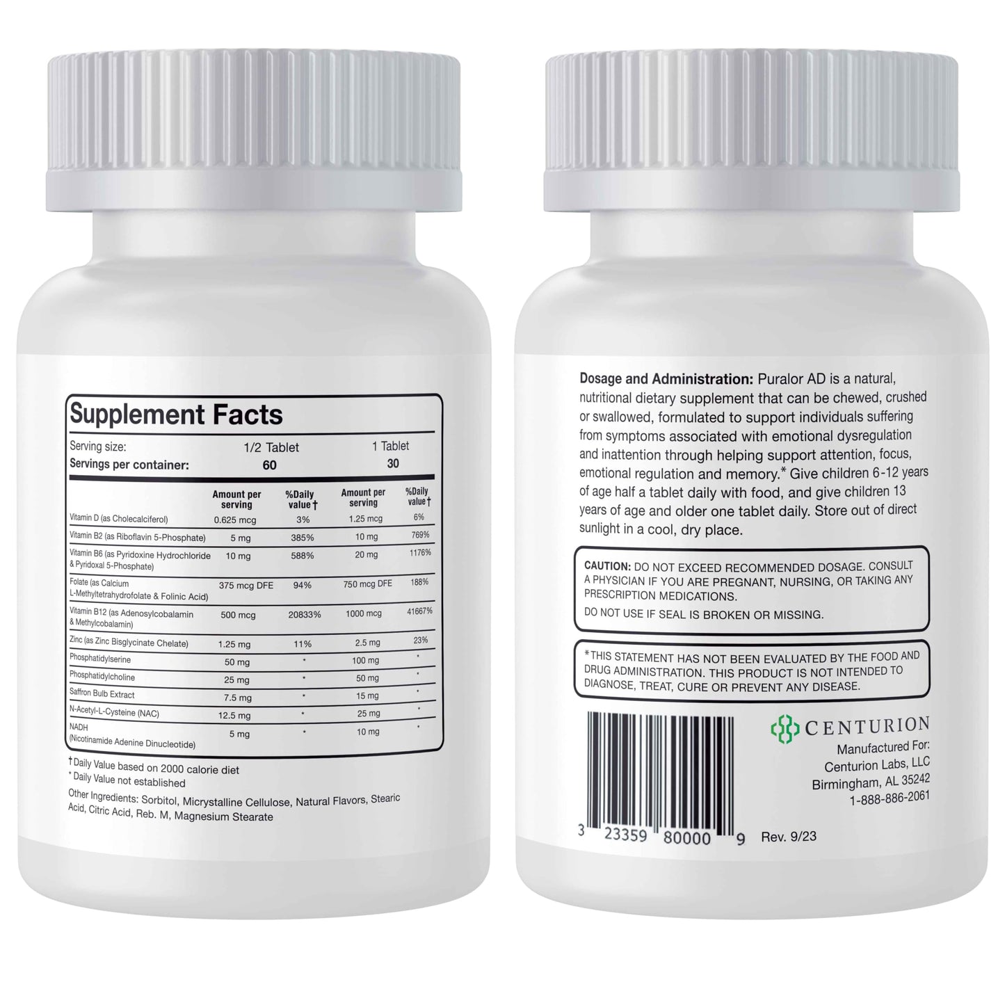 Centurion Premium Puralor AD – Kid Cognitive & Focus Supplement (30 Chewable Tablets)