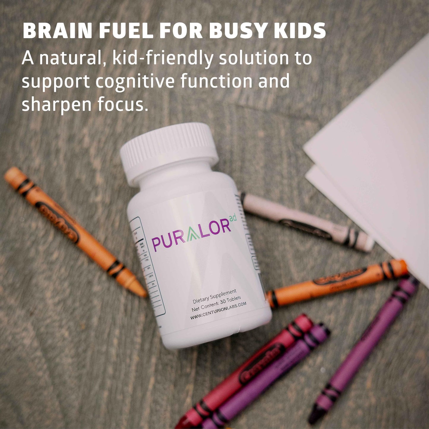 Centurion Premium Puralor AD – Kid Cognitive & Focus Supplement (30 Chewable Tablets)