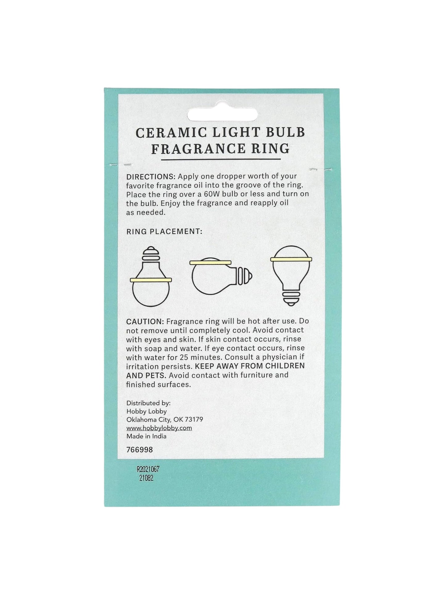 Ceramic Light Bulb Fragrance Ring with Dropper – 4.5-inch Diffuser
