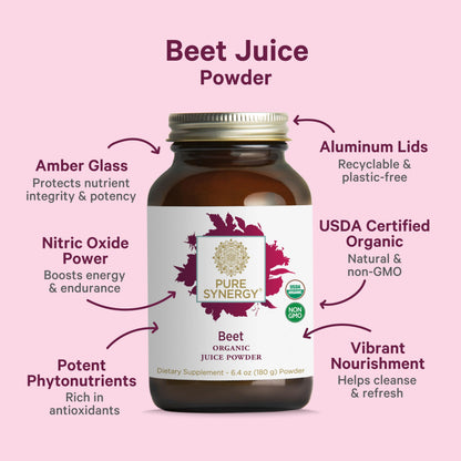 PURE SYNERGY Organic Beet Juice Powder | Pre-Workout Supplement (6.4 oz)