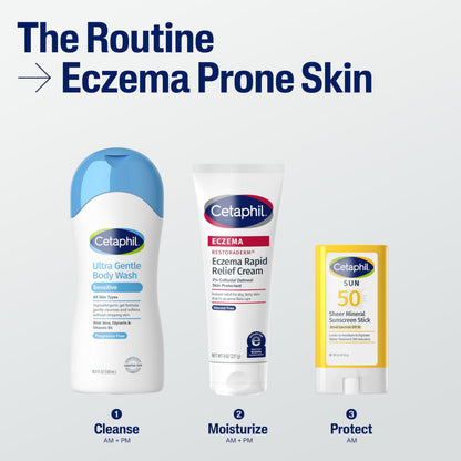 Cetaphil Eczema Restoraderm Flare-Up Relief Cream – 8 oz, 48-Hour Hydration, Steroid-Free