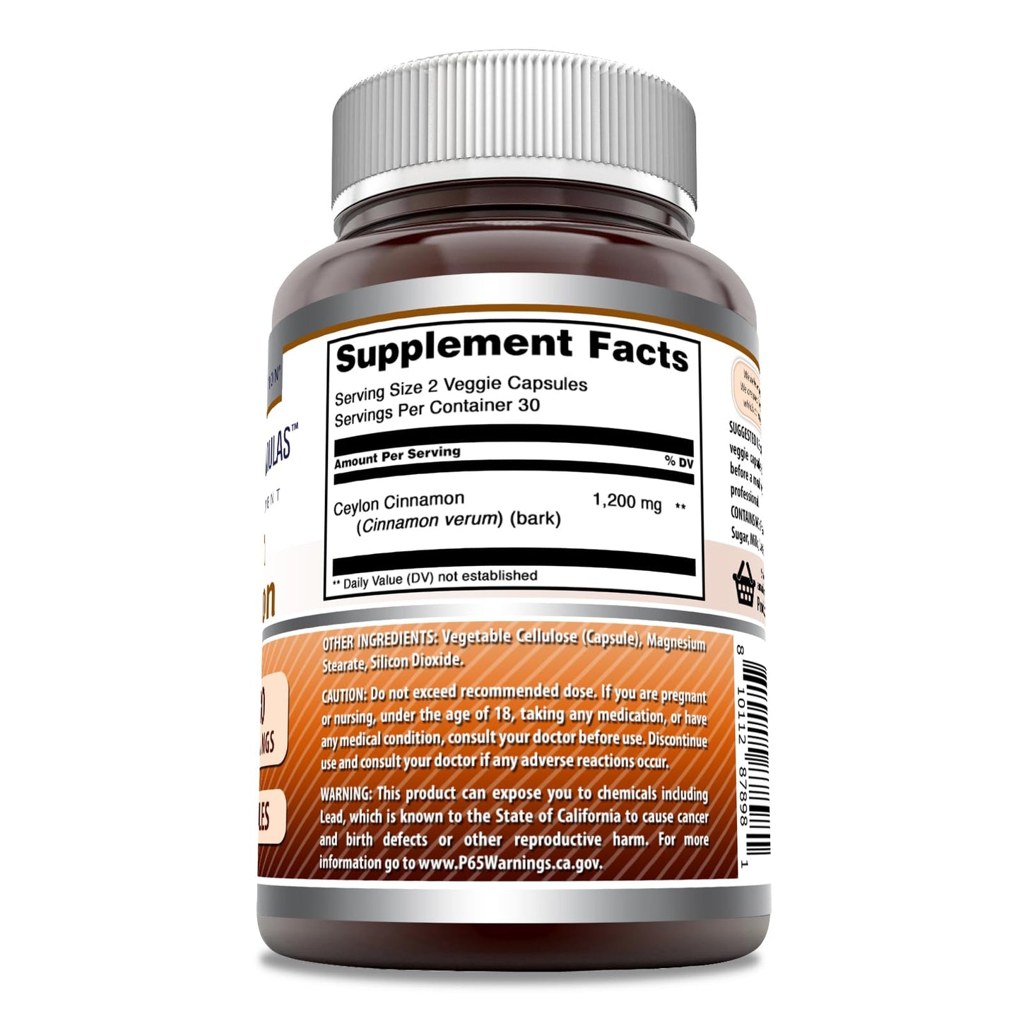 Amazing Formulas Ceylon Cinnamon 1200 mg – Veggie Capsules, Non-GMO, Gluten Free, Made in USA | 60 Count