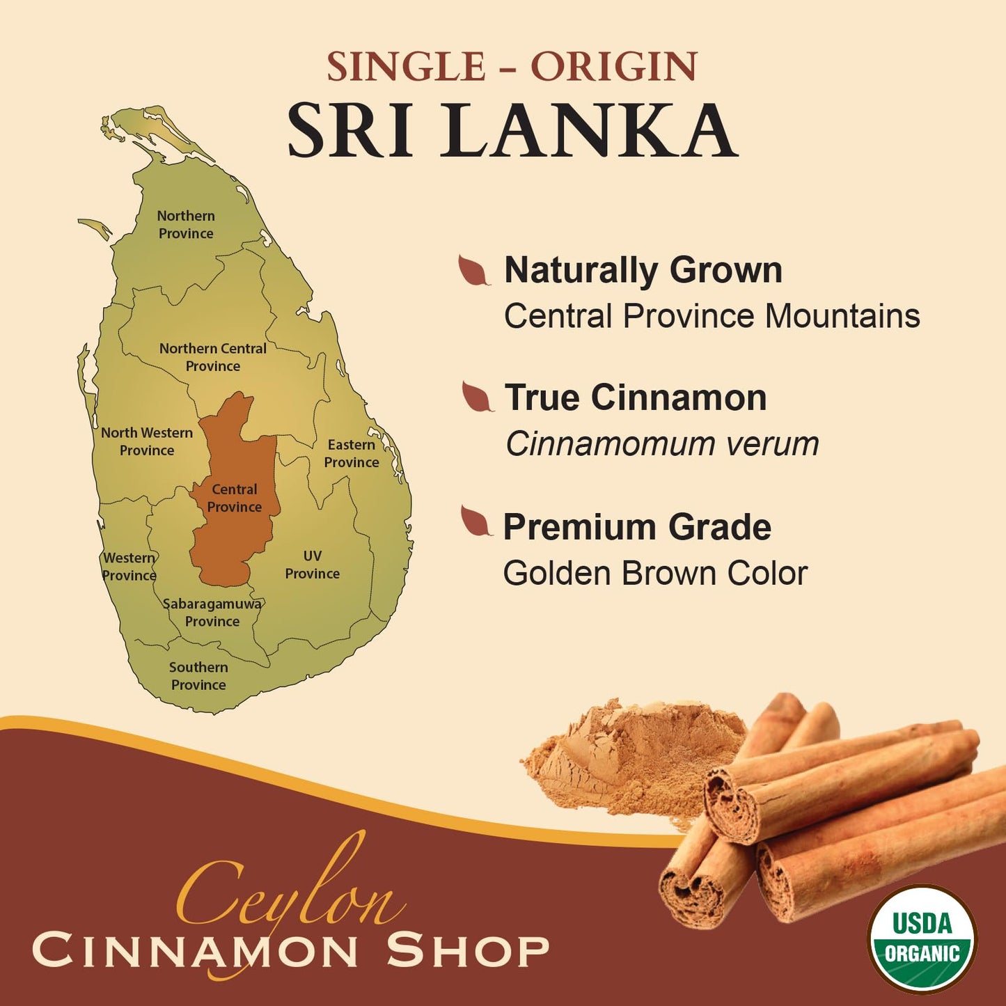 Ceylon Cinnamon Shop – Organic Ceylon Cinnamon Supplement, 90 Capsules