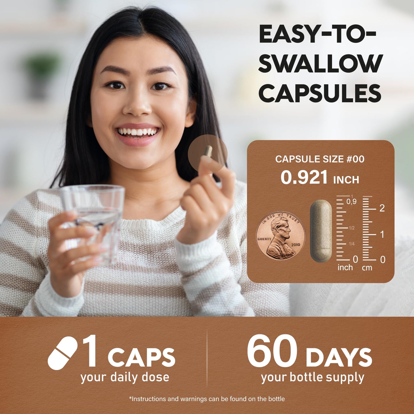 Ceylon Cinnamon Capsules – Extra Strength for Energy, Metabolism & Heart Health | 60 Capsules | Made in USA