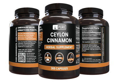Pure Original Ceylon Cinnamon (365 Capsules) – No Magnesium or Rice Fillers