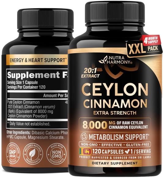 Ceylon Cinnamon Capsules - Extra Strength - 120 Caps - USA Made BritishVita | Premium UK Vitamins & Wellness Supplements