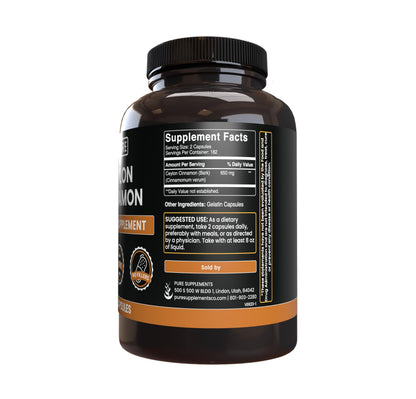 Pure Original Ceylon Cinnamon (365 Capsules) – No Magnesium or Rice Fillers