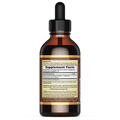 Ceylon Cinnamon Shop CinnaGold™ Organic Ceylon Cinnamon - 4 oz High-Potency Liquid Extract (100% Certified) – Super Antioxidant