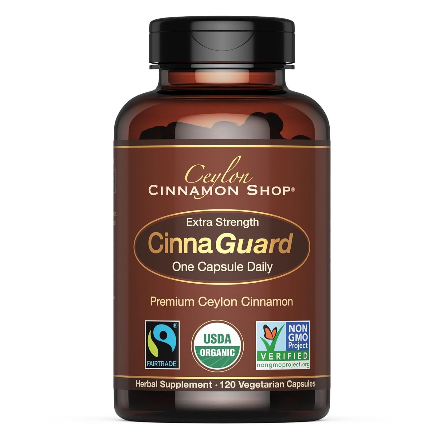 Ceylon Cinnamon Shop CinnaGuard Organic Cinnamon 2500mg – Extra Strength, 120 Count