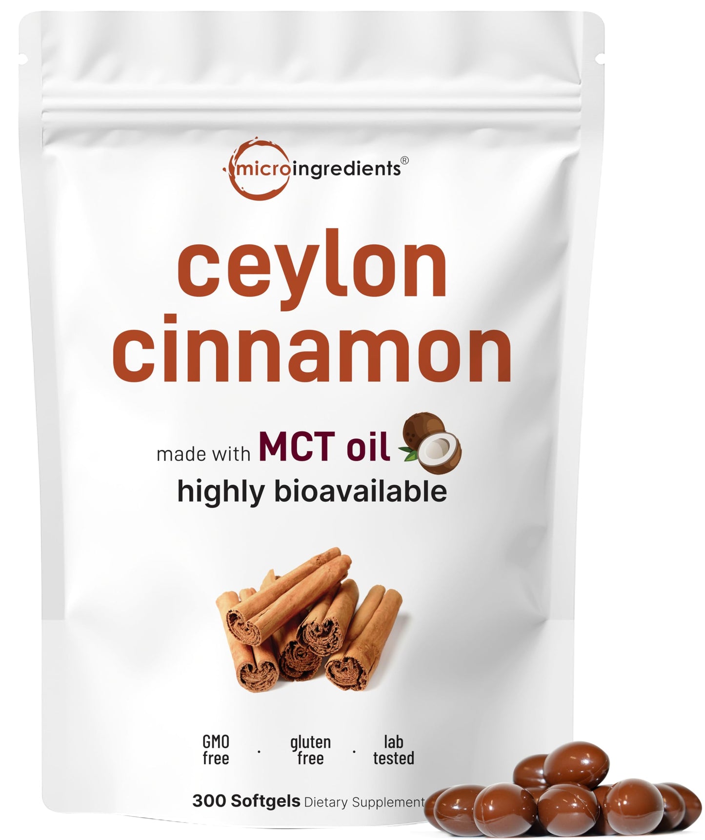 Ceylon Cinnamon Softgels with MCT Oil | 300 Count | Micro Ingredients