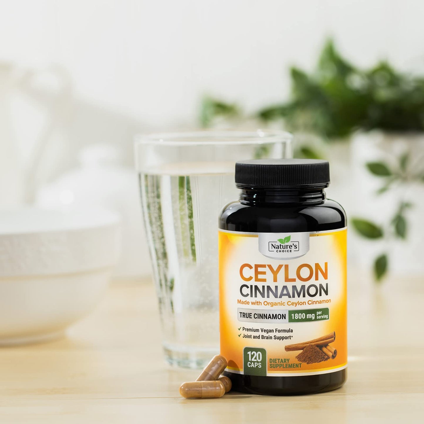 Ceylon Cinnamon Capsules 1800mg - Organic, Non-GMO, Gluten Free | 120 Capsules