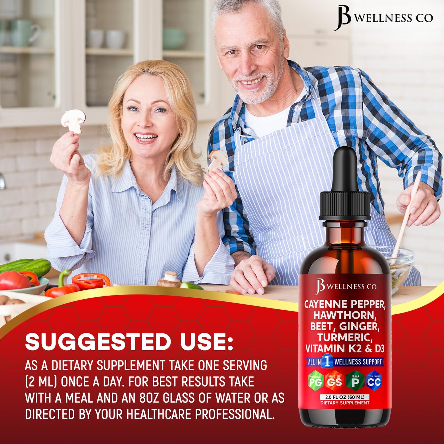 Cayenne Pepper Liquid Drops with Hawthorn Berry & Vitamin D3 K2 - 2oz