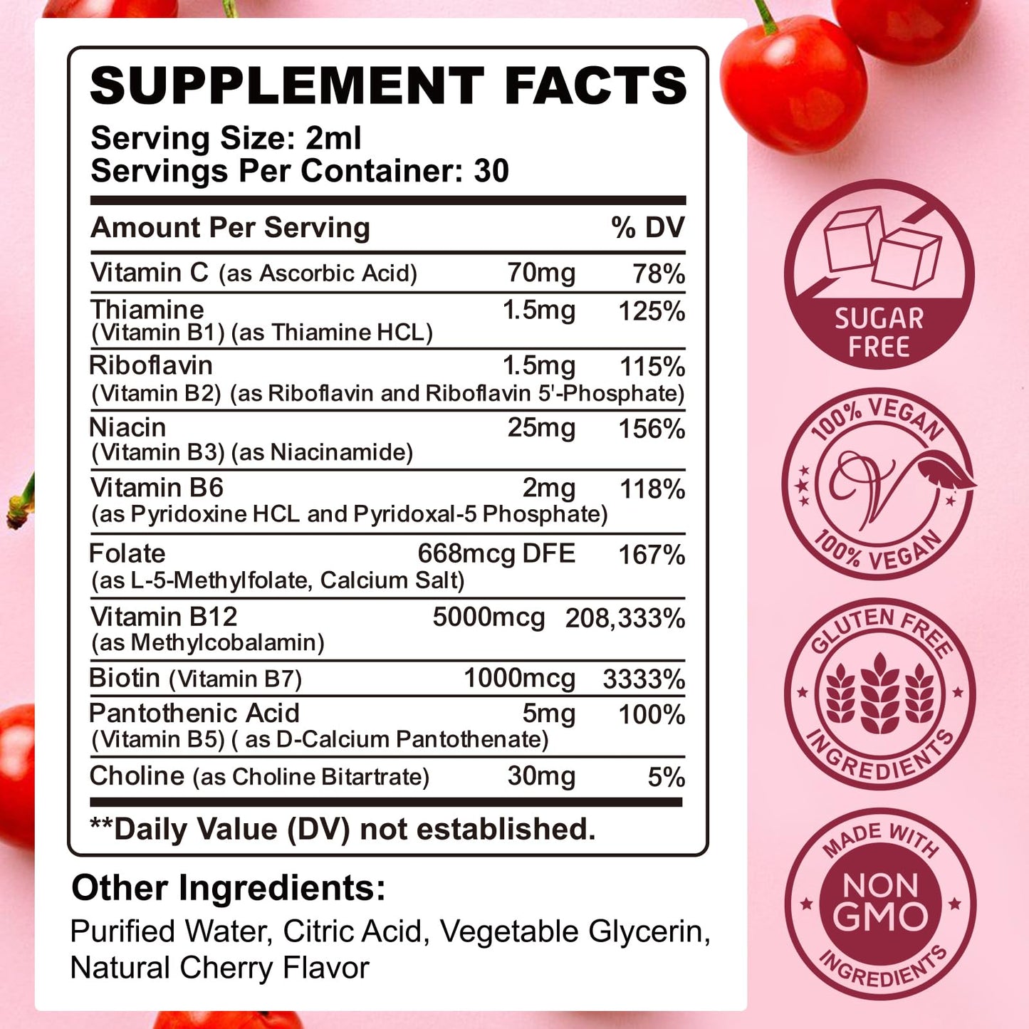 CFILIHTC B Complex Drops – Vegan Methyl B12, Cherry Flavor