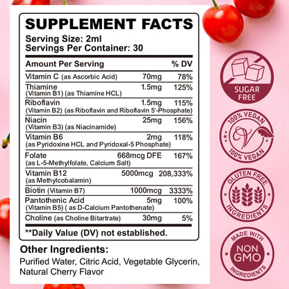CFILIHTC B Complex Drops – Vegan Methyl B12, Cherry Flavor