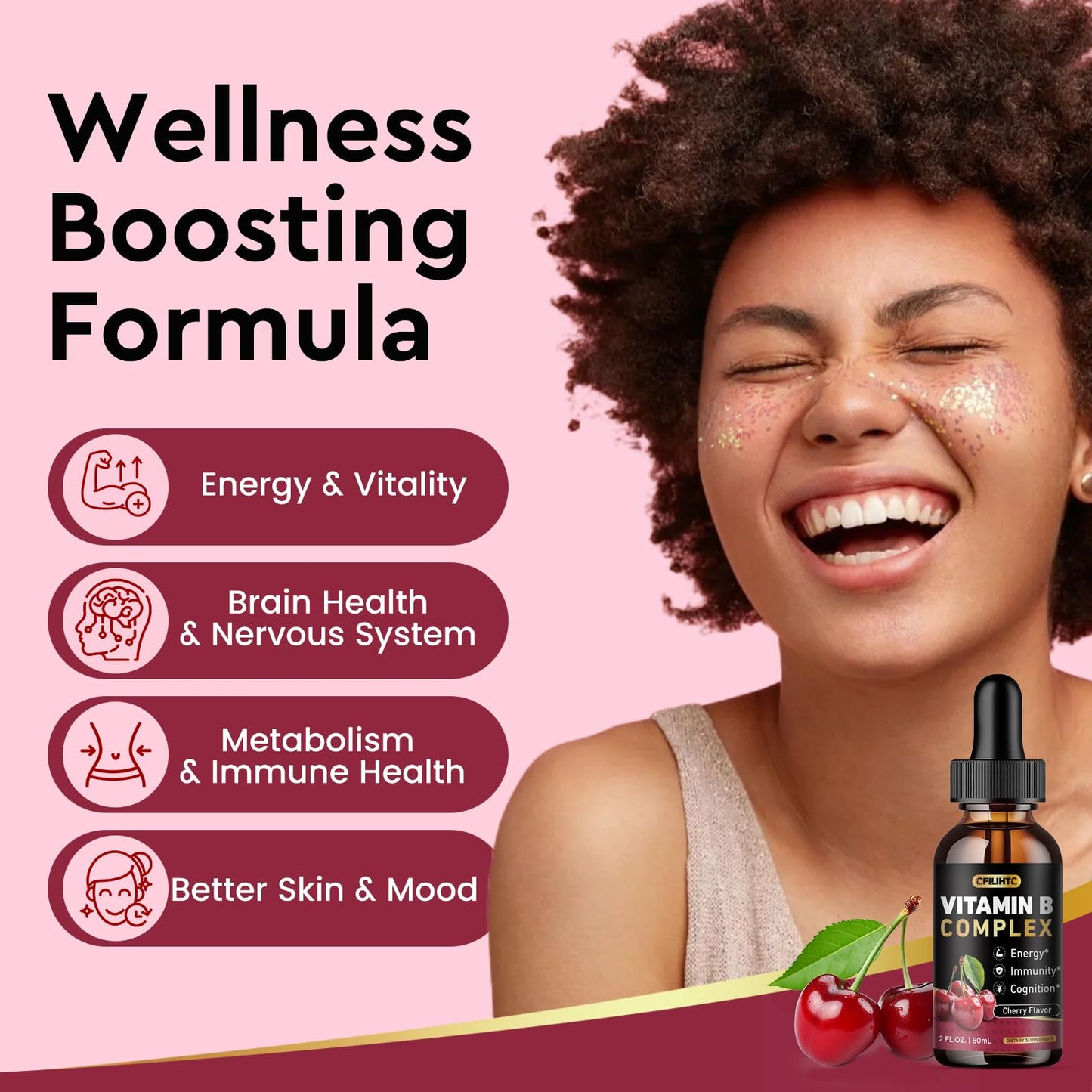 CFILIHTC B Complex Drops – Vegan Methyl B12, Cherry Flavor
