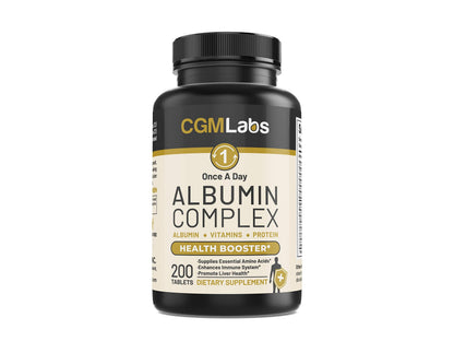 CGMLABS Once A Day Albumin Complex - Egg White Albumin, Whey, Royal Jelly | 200 Tablets