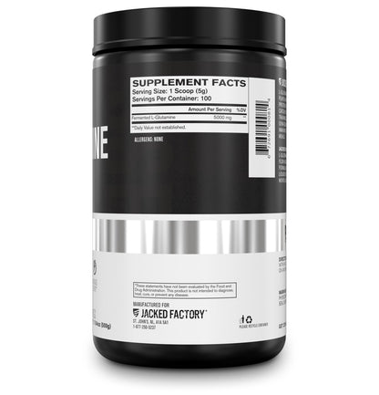 Jacked Factory L-Glutamine Powder – 100 Servings | Vegan Fermented, Unflavored