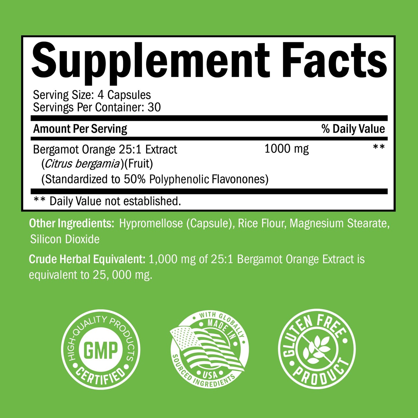 Citrus Bergamot 1000mg – Heart Health & Cholesterol Support | Vegan, Non-GMO, Gluten-Free