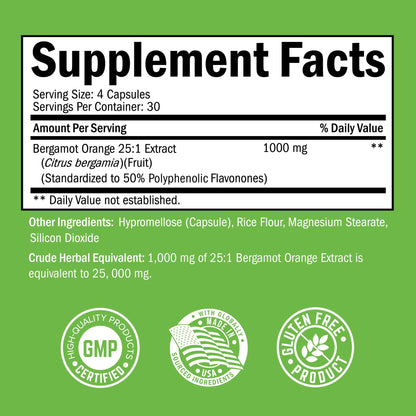 Citrus Bergamot 1000mg – Heart Health & Cholesterol Support | Vegan, Non-GMO, Gluten-Free