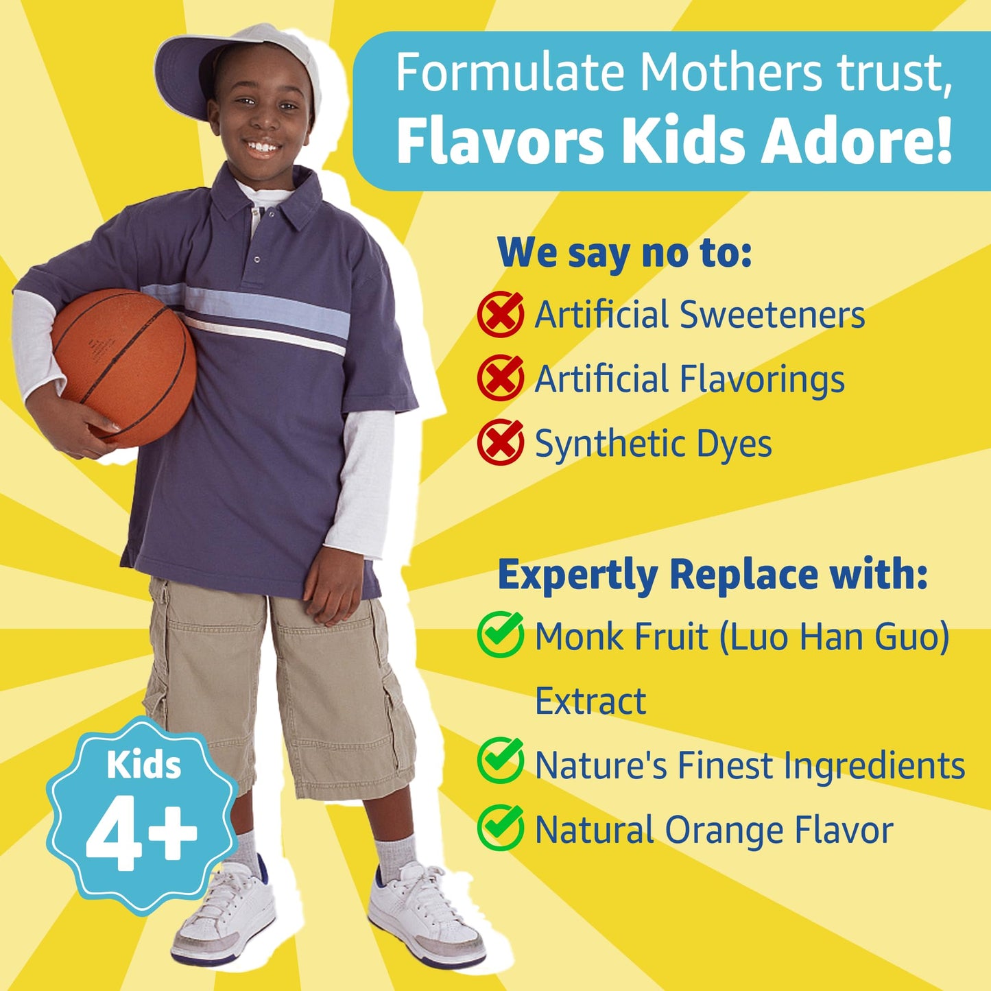 Kids Multivitamin Gummies with Iron – Sugar Free, Probiotics & Omega-3 (60 Count)
