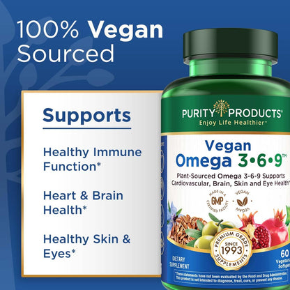 Purity Omega 3-6-9 Vegan & Vegetarian – 5-in-1 Plant-Based EFA (60)
