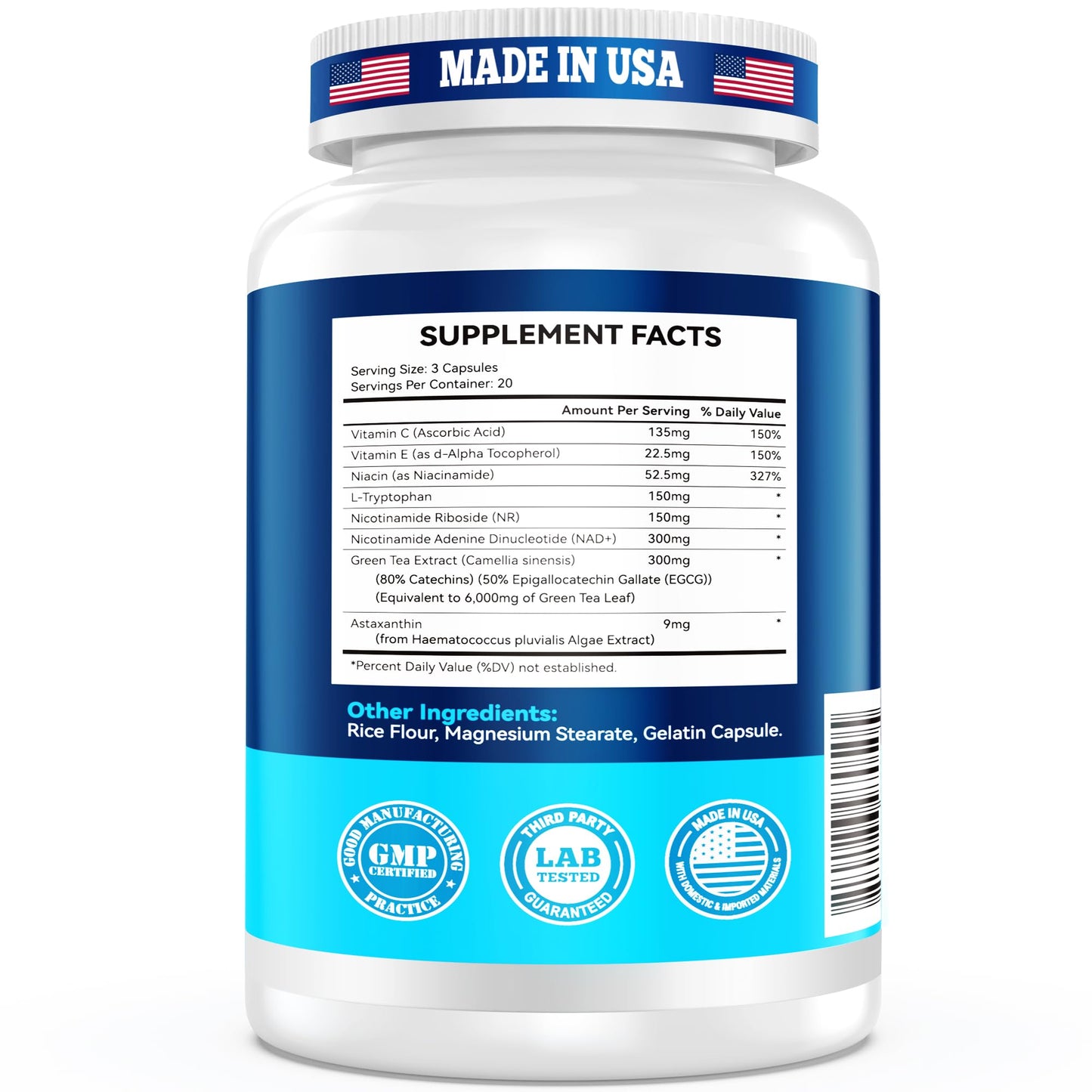 NAD Supplement 1119 mg with NR – Advanced Complex | 60 Capsules | Made in USA