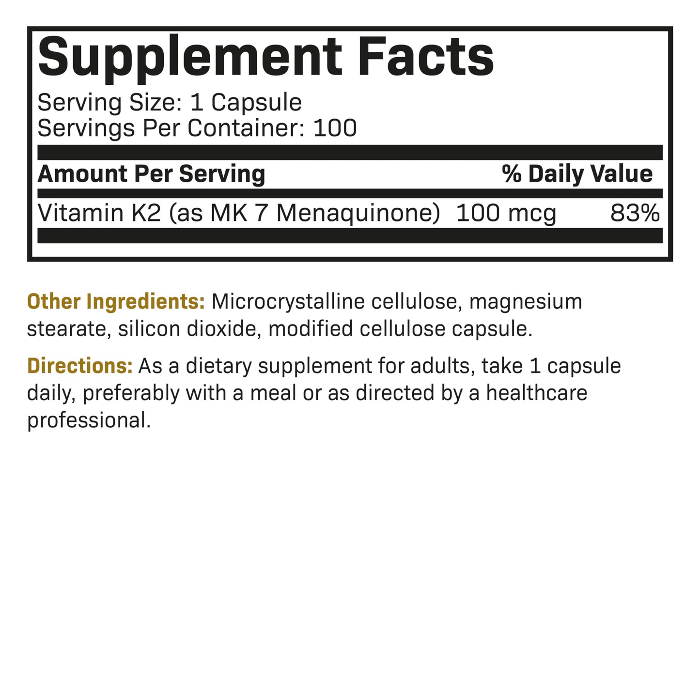 Futurebiotics Vitamin K2 MK-7 100 mcg – Supports Strong Bones, Non-GMO, 100 Veg Capsules