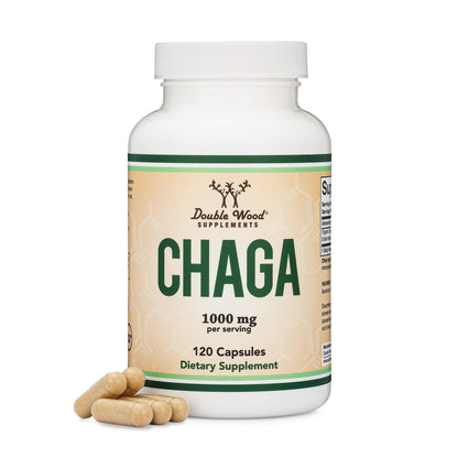 Chaga Mushrooms Capsules - 1,000mg per Serving - USA Made - Organic | Double Wood