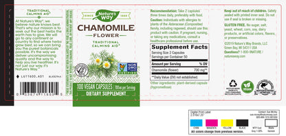 Nature's Way Chamomile Flower 700 mg | Calming Herbal Supplement | Non-GMO, Gluten Free | 100 Vegan Capsules