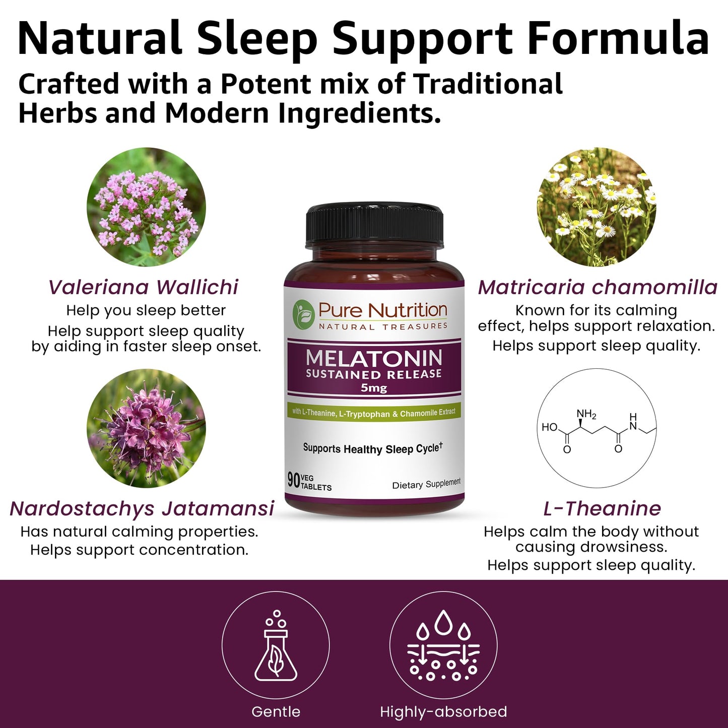 Pure Nutrition Melatonin 5mg with Valeriana wallichii – 90 Tabs | Non-Addictive Sleep Support