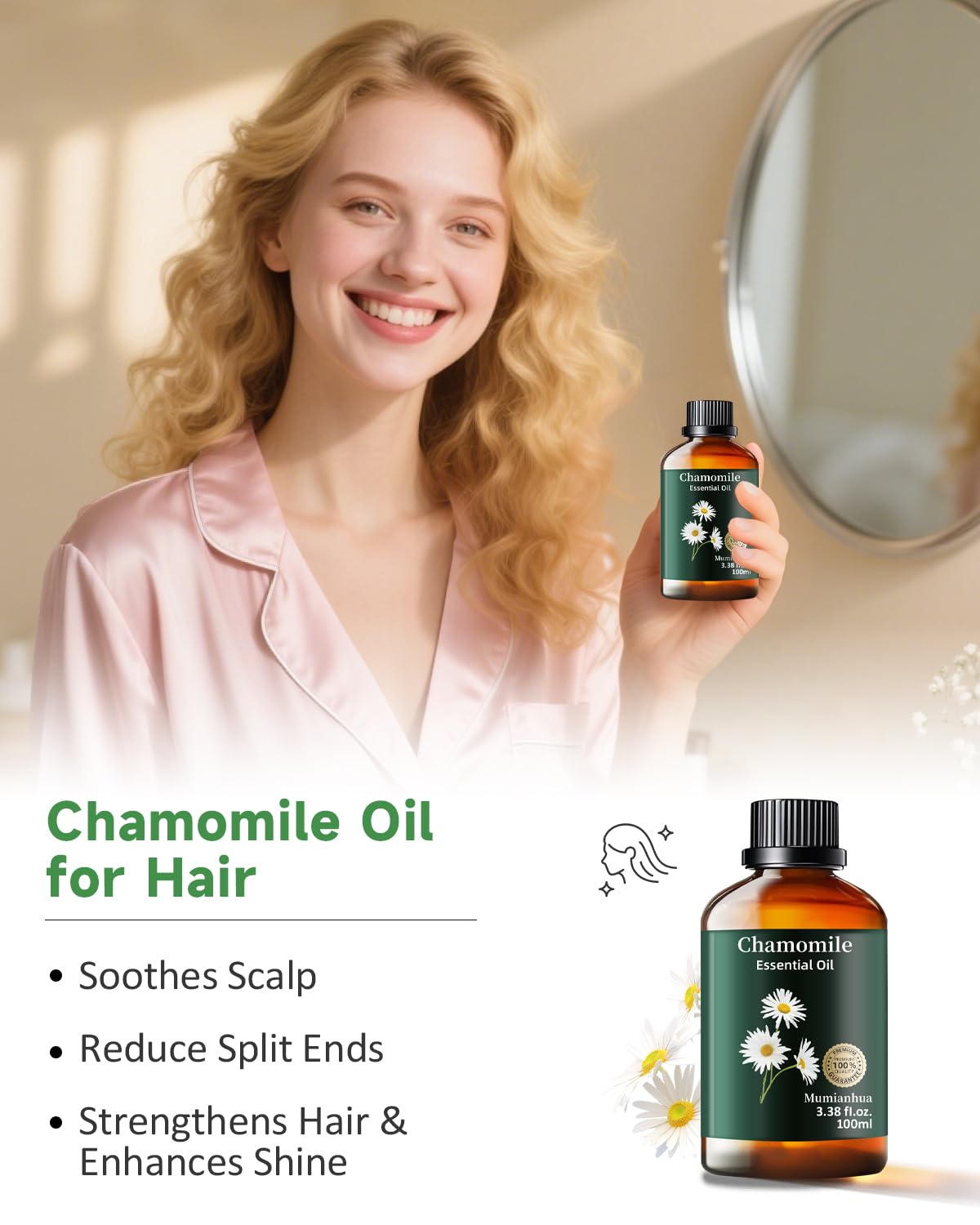 Chamomile Essential Oil Pure – Mumianhua Therapeutic Grade (3.38 oz)