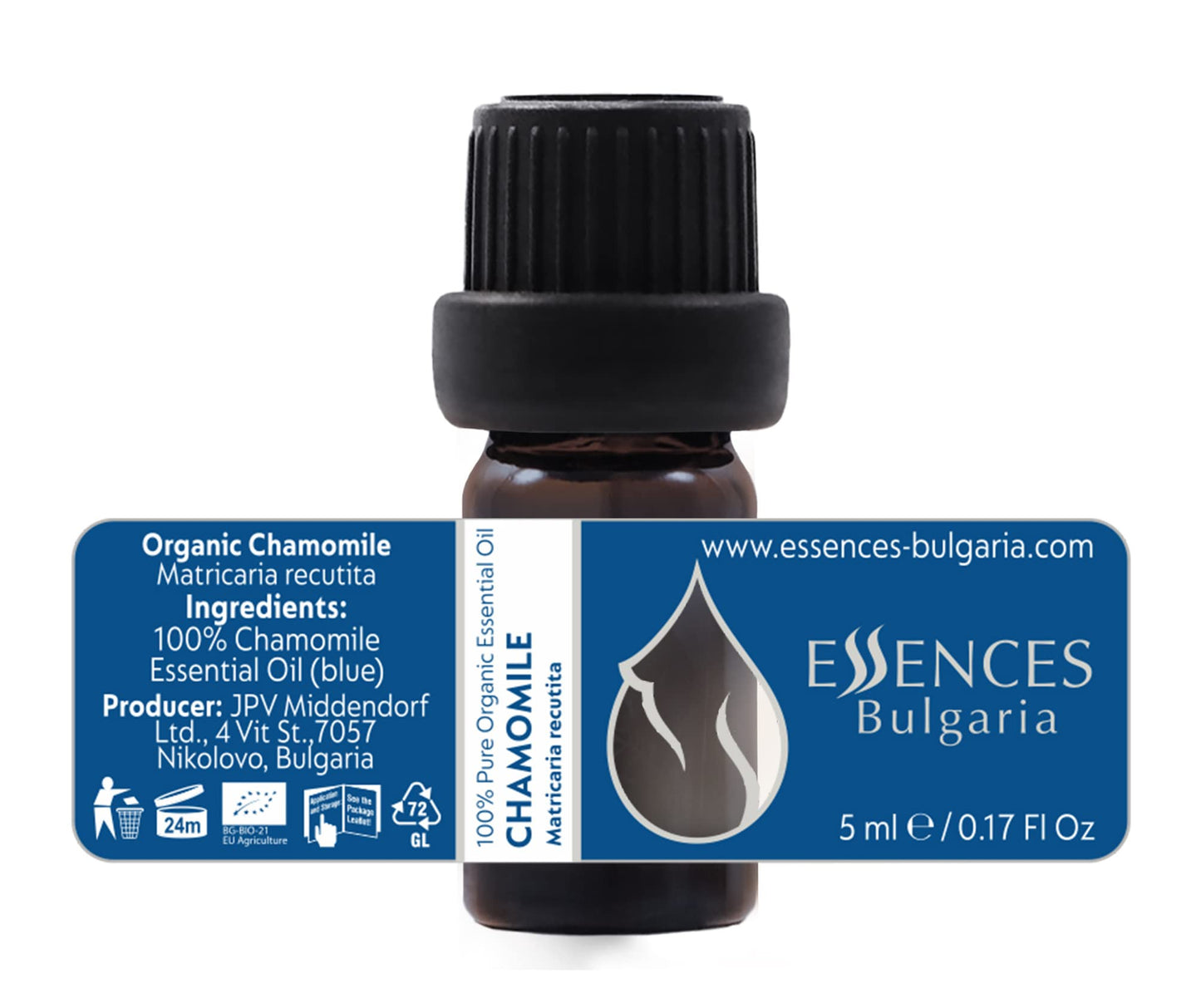 Essences Bulgaria Organic Chamomile Essential Oil 5ml – Matricaria recutita | Pure, Undiluted & Therapeutic Grade