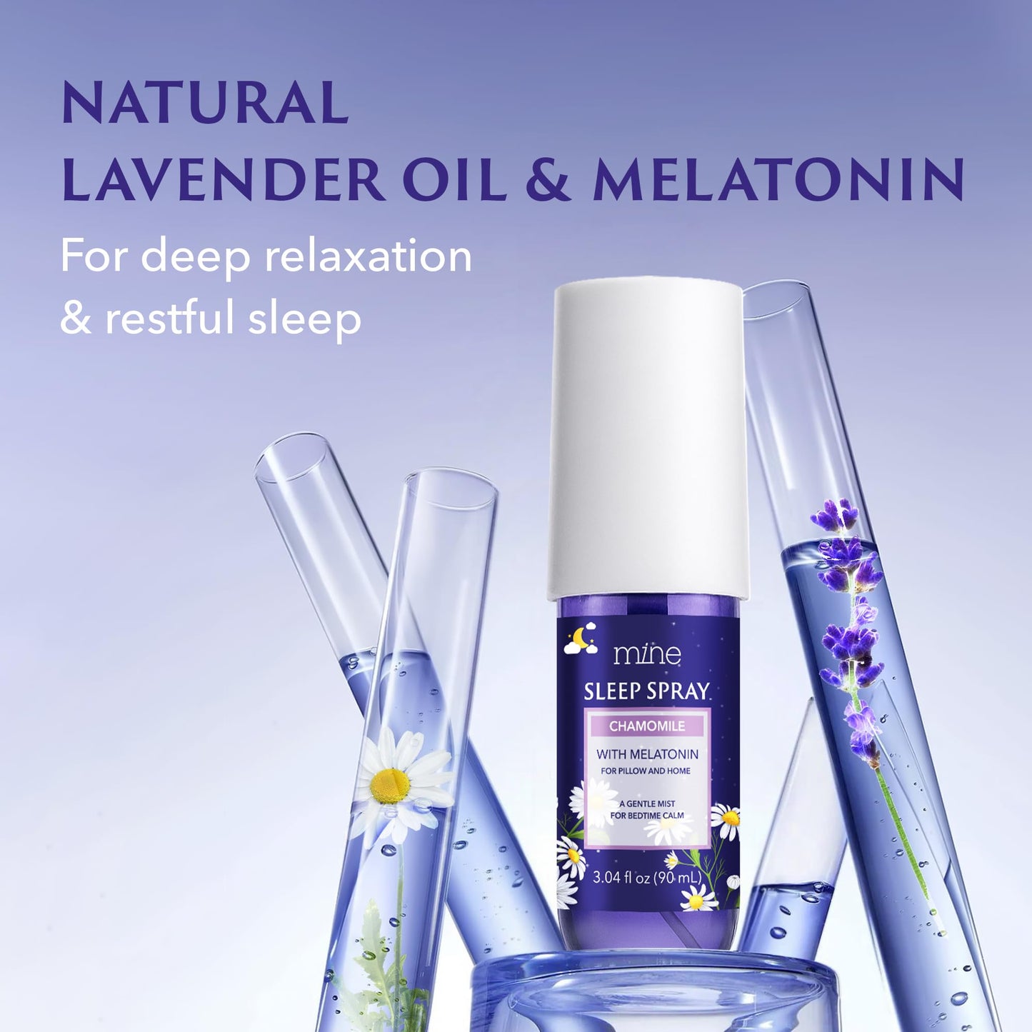 Chamomile Inspired Sleep Spray with Melatonin – Relaxing Lavender & Cedarwood Pillow Mist
