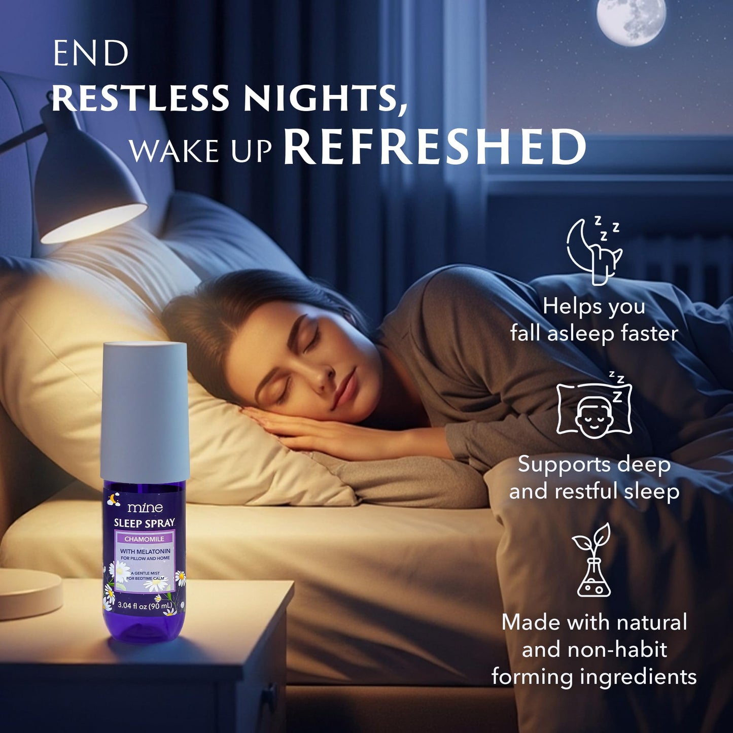 Chamomile Inspired Sleep Spray with Melatonin – Relaxing Lavender & Cedarwood Pillow Mist