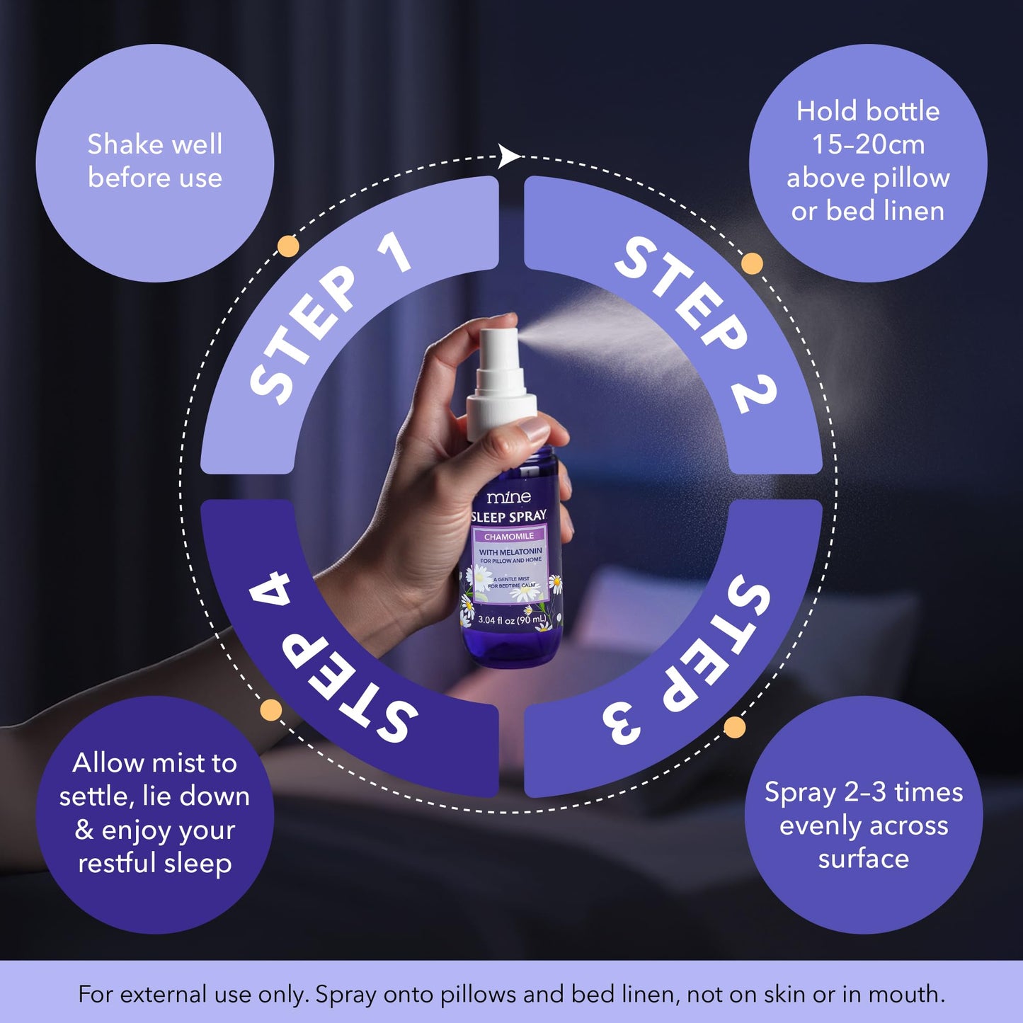 Chamomile Inspired Sleep Spray with Melatonin – Relaxing Lavender & Cedarwood Pillow Mist